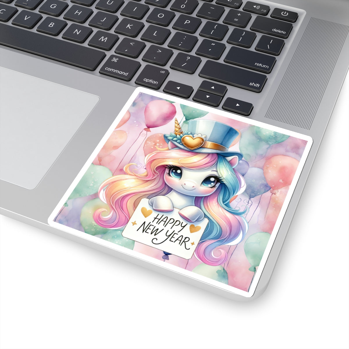 Happy New Year Pastel Unicorn Kiss-Cut Sticker-My Bright Side Clothing