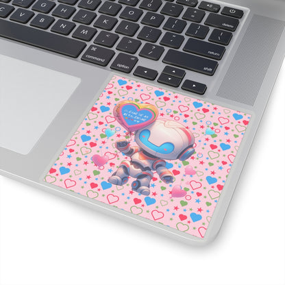 Please Be My AI Valentine cute Robot Kiss-Cut Sticker-My Bright Side Clothing