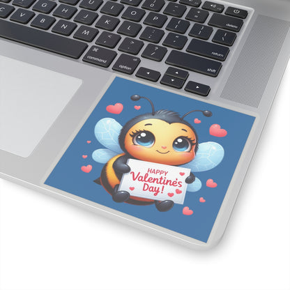 Cute and Sweet Happy Valentines Bumble Bee-Kiss-Cut Sticker-My Bright Side Clothing