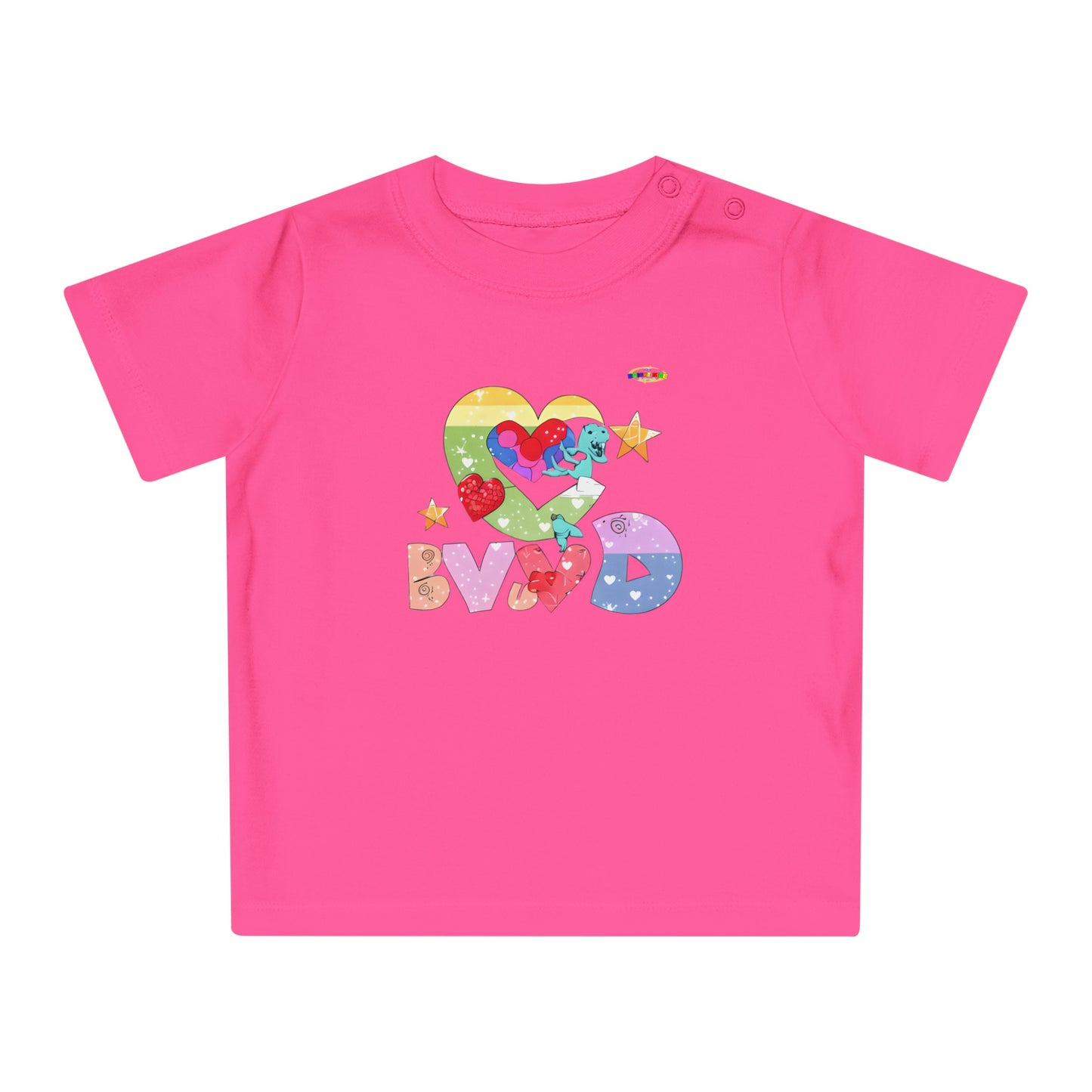 Cute Roaring Love Dino Graphic Baby T-Shirt-mybrigtsideclothing.com