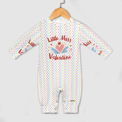 Cute Little Miss Valentine Heart Pattern and Graphic Baby Romper-My Bright Side Clothing