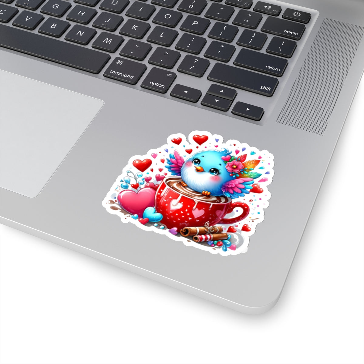 Cute and Sweet Little Cup of Love Blue Bird Valentines -Kiss-Cut Sticker-My Bright Side Clothing