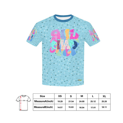 Pastel Blue Alphabet Grafitti Pattern and Graphic Children's T shirt -My Bright Side Clothing