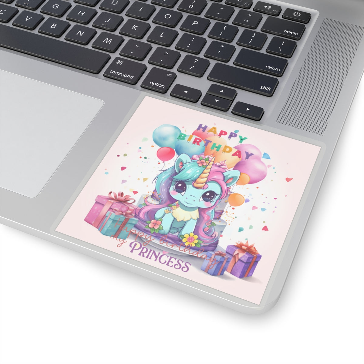 Cute Happy Birthday Pastel Unicorn Kiss-Cut Sticker--My Bright Side Clothing