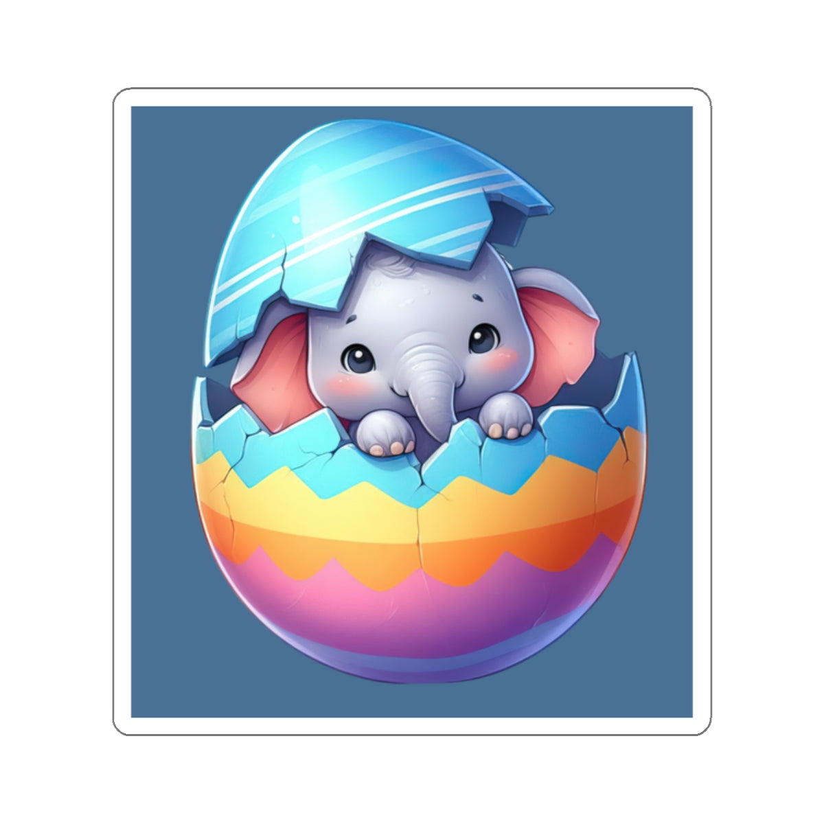 Cute and Sweet Little Elephant Easter Egg -Kiss-Cut Sticker-My Bright Side Clothing