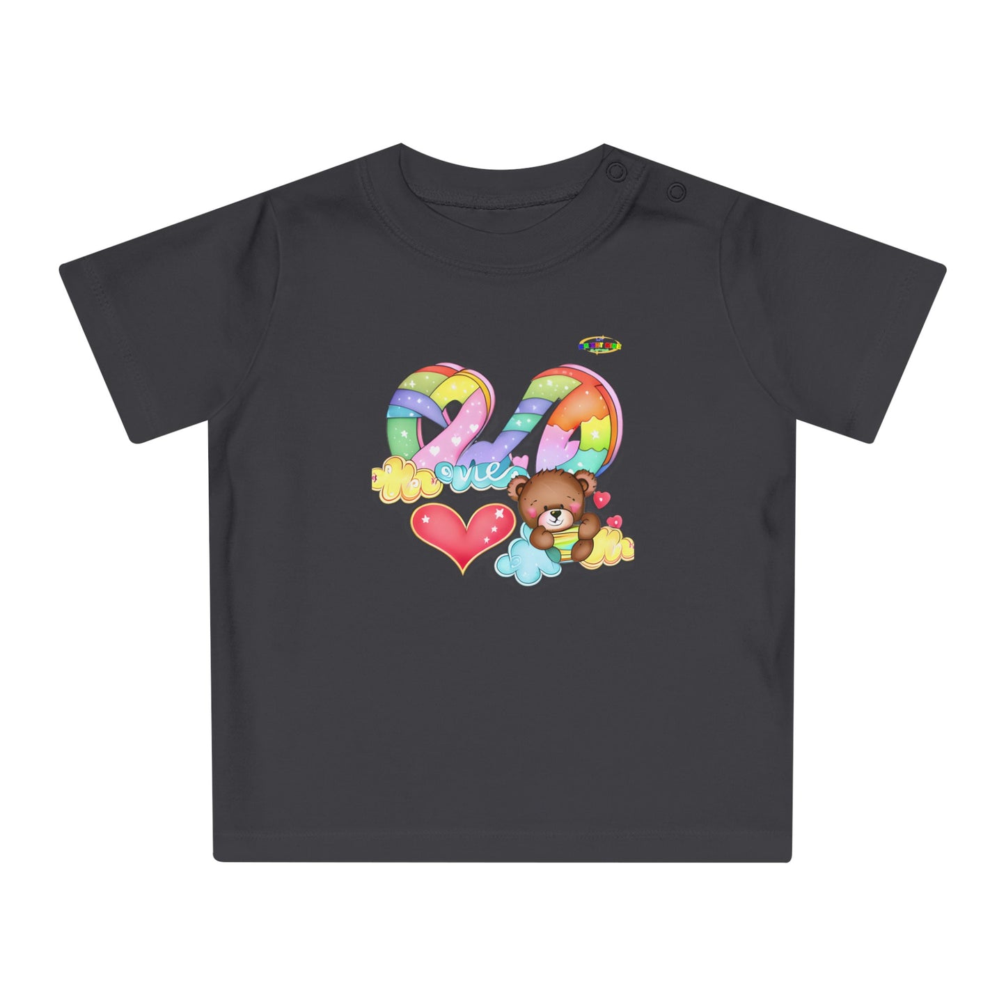 Cute Rainbow Heart Teddy Bear Graphic Baby T-Shirt-mybrightsideclothing.com