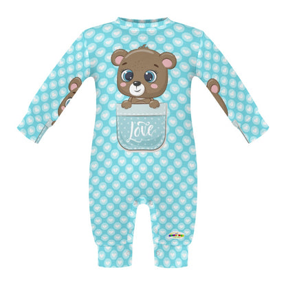 Cute Heart Pattern Love Baby Bear Pocket Friend Baby Romper-My Bright Side Clothing