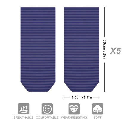 Navy Blue stripes Pattern Children's Comfortable Socks -5 Pairs -MyBrightSideClothing