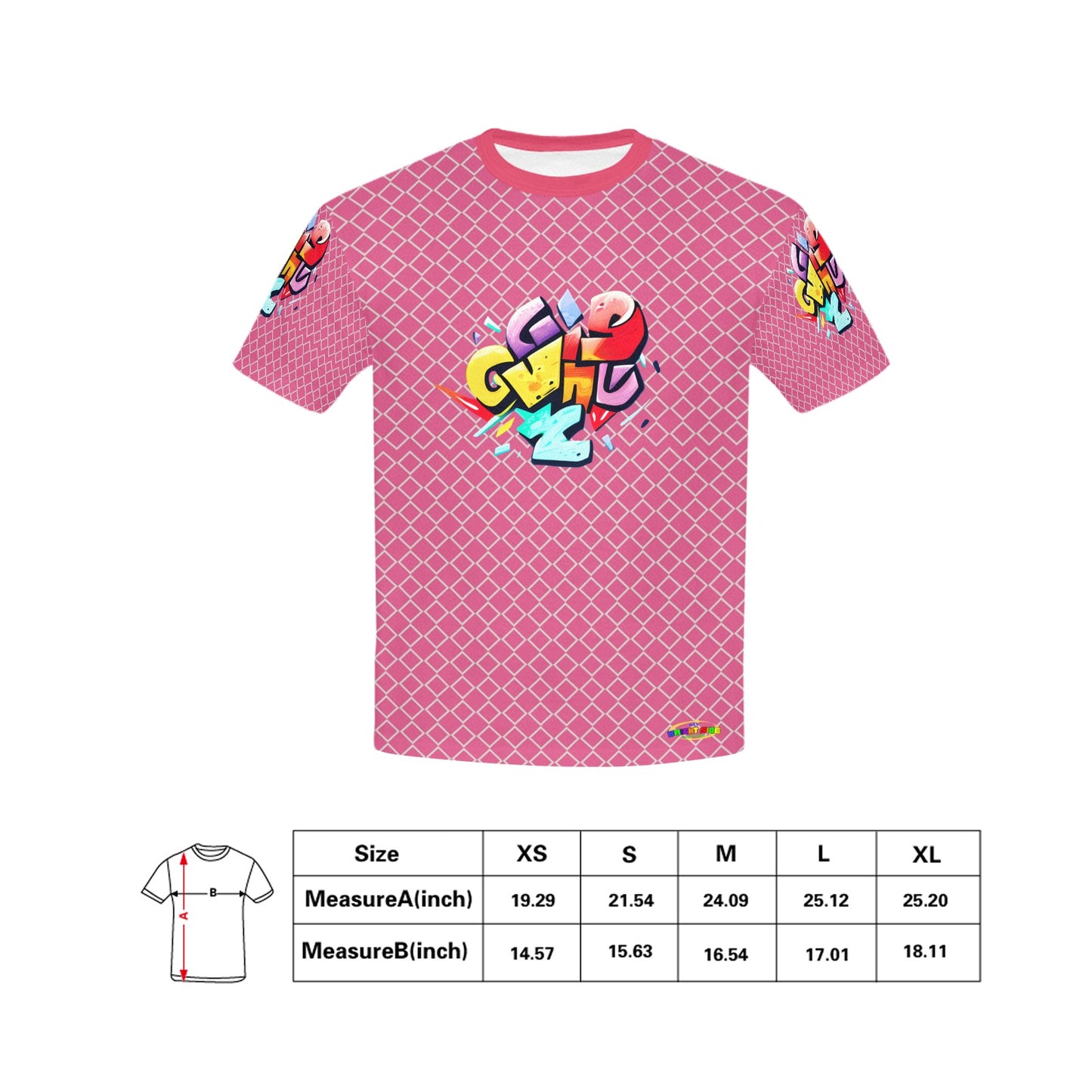 Pink Fun Alphabet Graffiti Pattern Children's T-shirt-My Bright Side Clothing