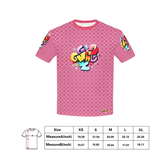 Pink Fun Alphabet Graffiti Pattern Children's T-shirt-My Bright Side Clothing