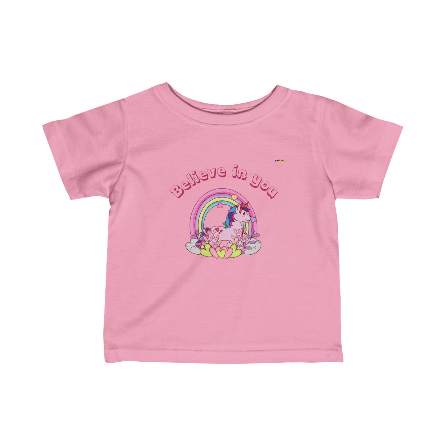 Cute Believe in you Rainbow Unicorn Logo Infant Fine Jersey Tee-My Bright Side Clothing