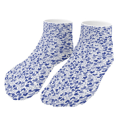 Navy Blue Tiny Hearts Pattern Children's Comfortable Socks -5 Pairs -MyBrightSideClothing