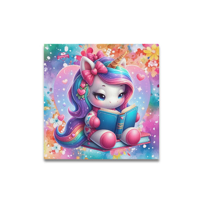 Magical Minds Cute colourful Rainbow Unicorn Reading graphic Canvas Print 16"x16"-My Bight Side Clothing