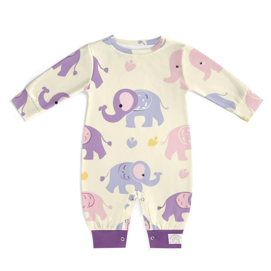 Cute Pink & Purple Elephants Baby romper - My Brightside Clothing