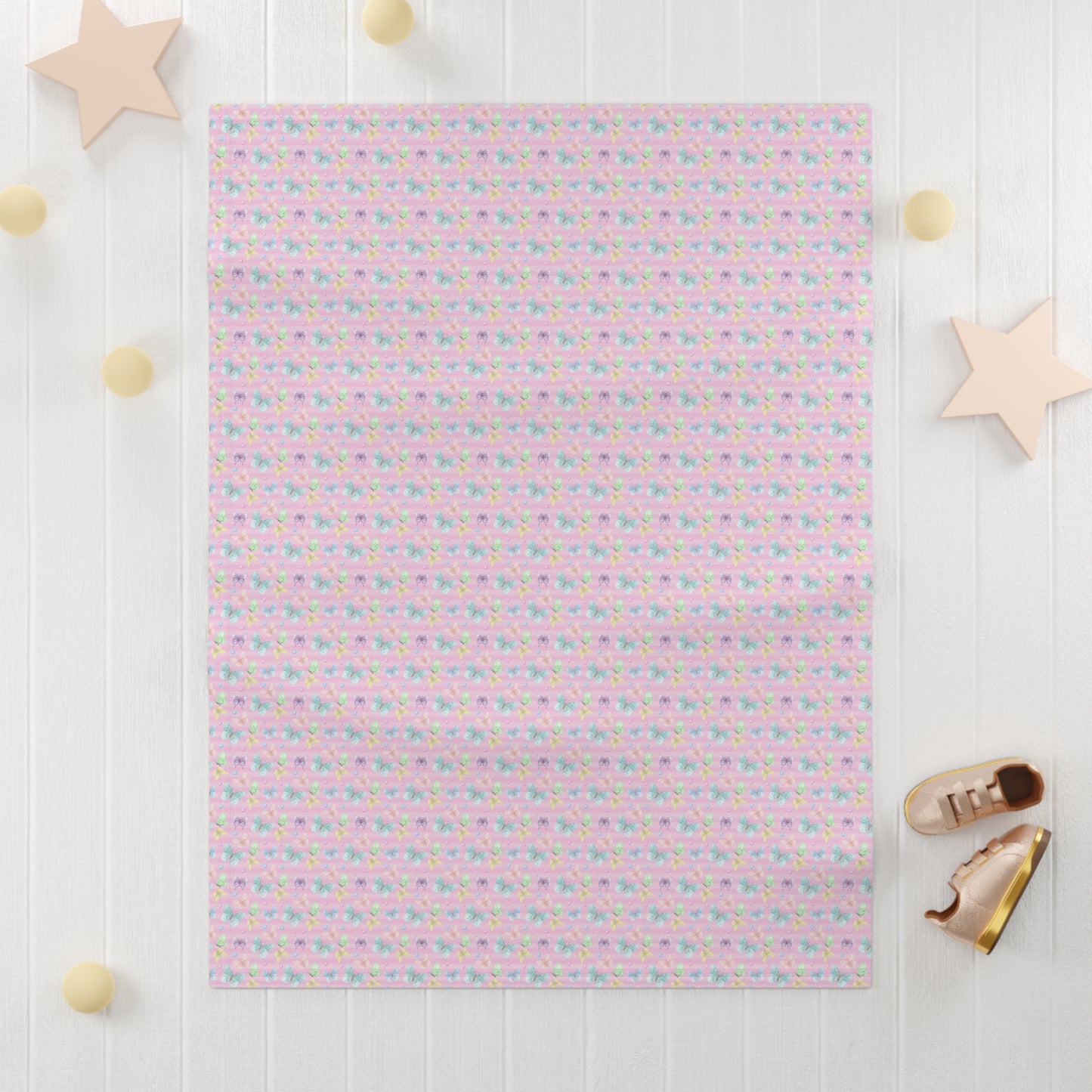 Cute Pastel Pink Butterfly Pattern Soft Fleece Baby Blanket-My Bright Side Clothing