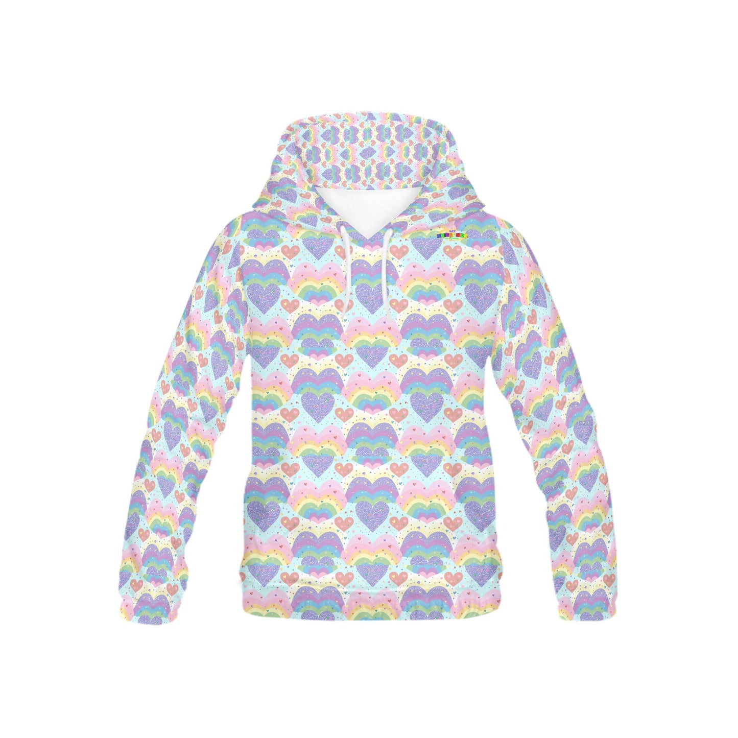 Beautiful Pastel Rainbow Heart pattern Children's Hoodie-My Bright Side Clothing