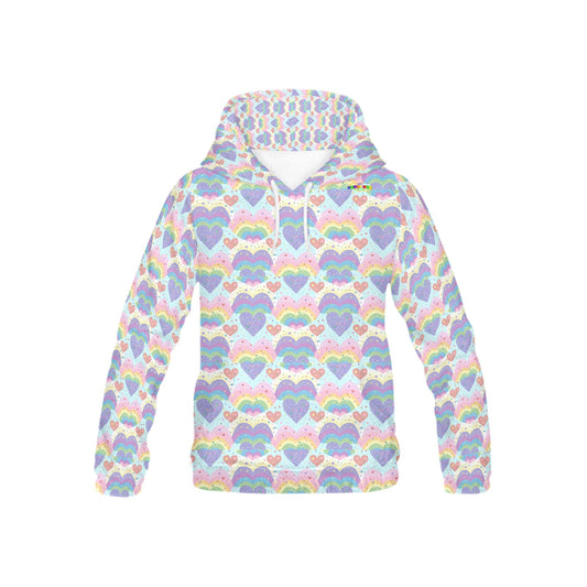 Beautiful Pastel Rainbow Heart pattern Children's Hoodie-My Bright Side Clothing