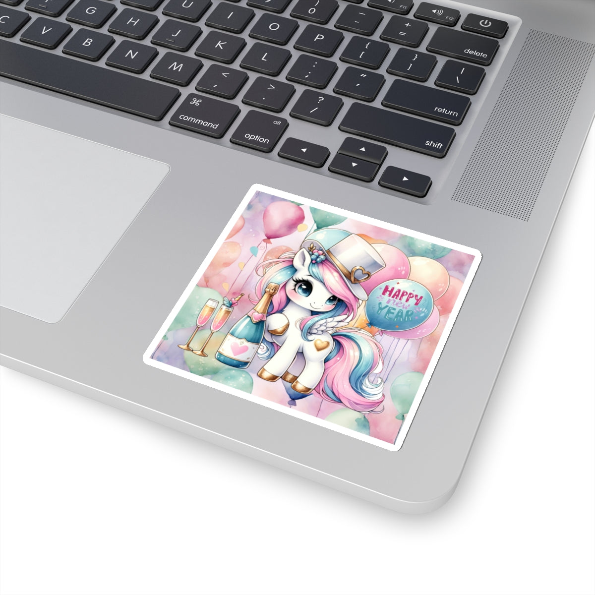 Happy New Year Pastel Unicorn Kiss-Cut Sticker-My Bright Side Clothing