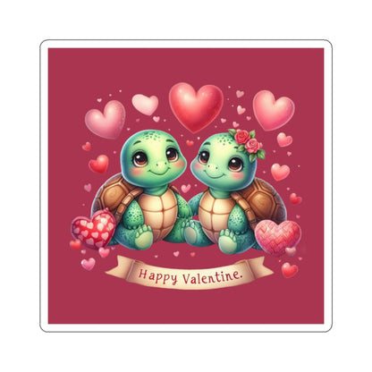 Cute and Sweet Happy Valentines Baby Turtles Kiss-Cut Sticker-My Bright Side Clothing