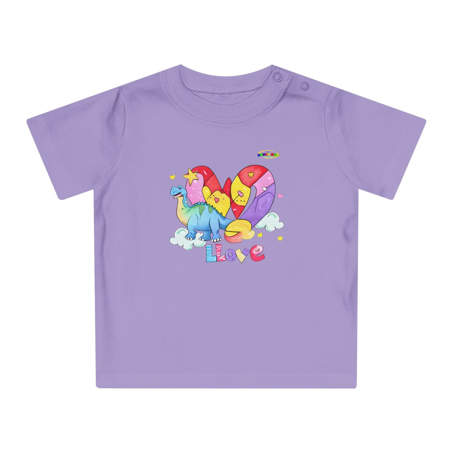 Cute Rainbow Heart Dino Graphic Baby T-Shirt-mybrigtsideclothing.com