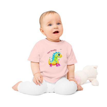 Cute Tiny Roars colourful baby dino  Logo Baby T-Shirt -MyBrightSideClothing