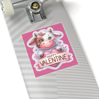 Cute and Sweet Happy Valentines Cow Kiss-Cut Sticker-My Bright Side Clothing