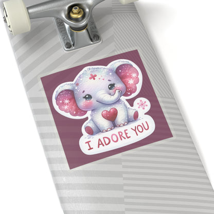 Cute and Sweet Happy Valentines Elephant-Kiss-Cut Sticker-My Bright Side Clothing