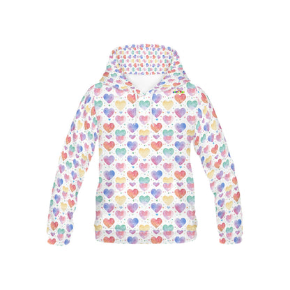 Beautiful Pastel Rainbow Heart pattern Children's Hoodie-My Bright Side Clothing