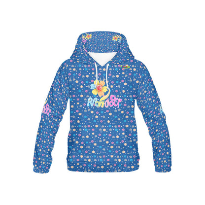 Beautiful Blue Rainbow Flowers Pattern and Graphic Children's Hoodie-My Bright Side Clothing