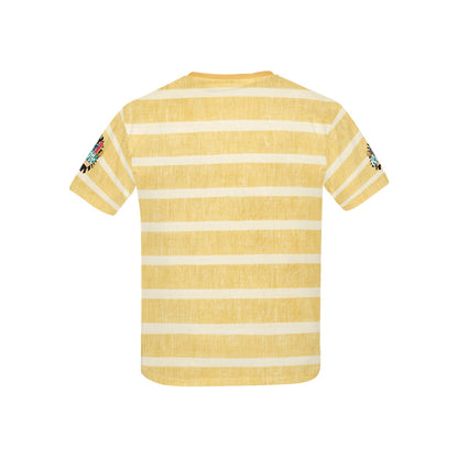 Yellow Retro Stripped Pattern and logo Children's T-Shirt-My Bright Side Clothing