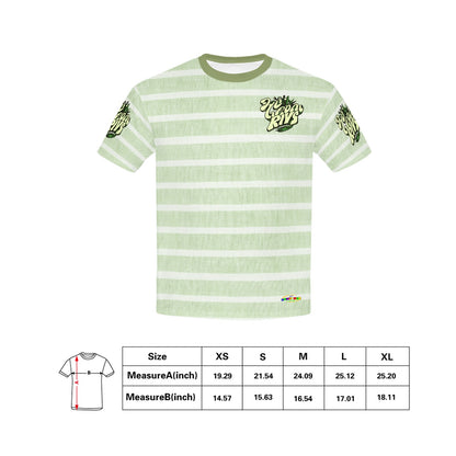 Light Green Retro Stripped Pattern and logo Children's T-Shirt-My Bright Side Clothing