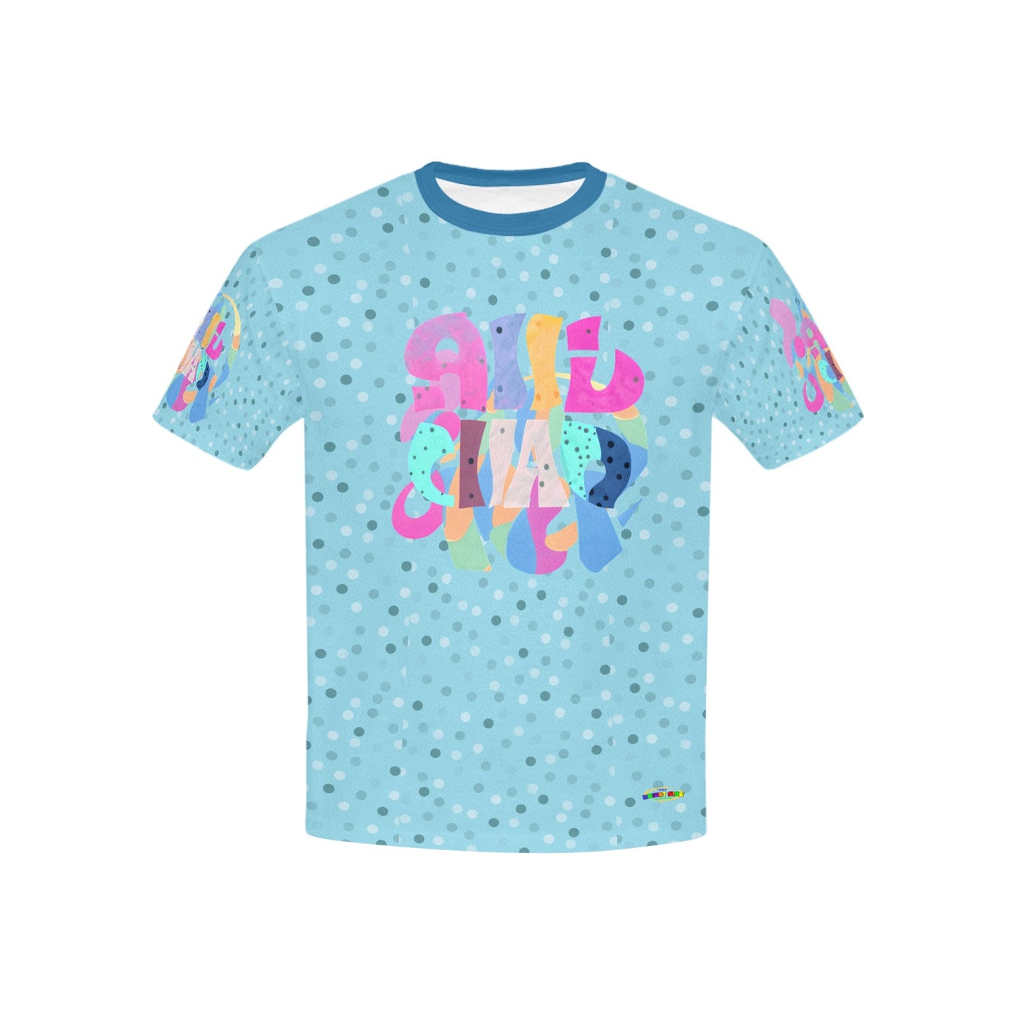 Pastel Blue Alphabet Grafitti Pattern and Graphic Children's T shirt -My Bright Side Clothing