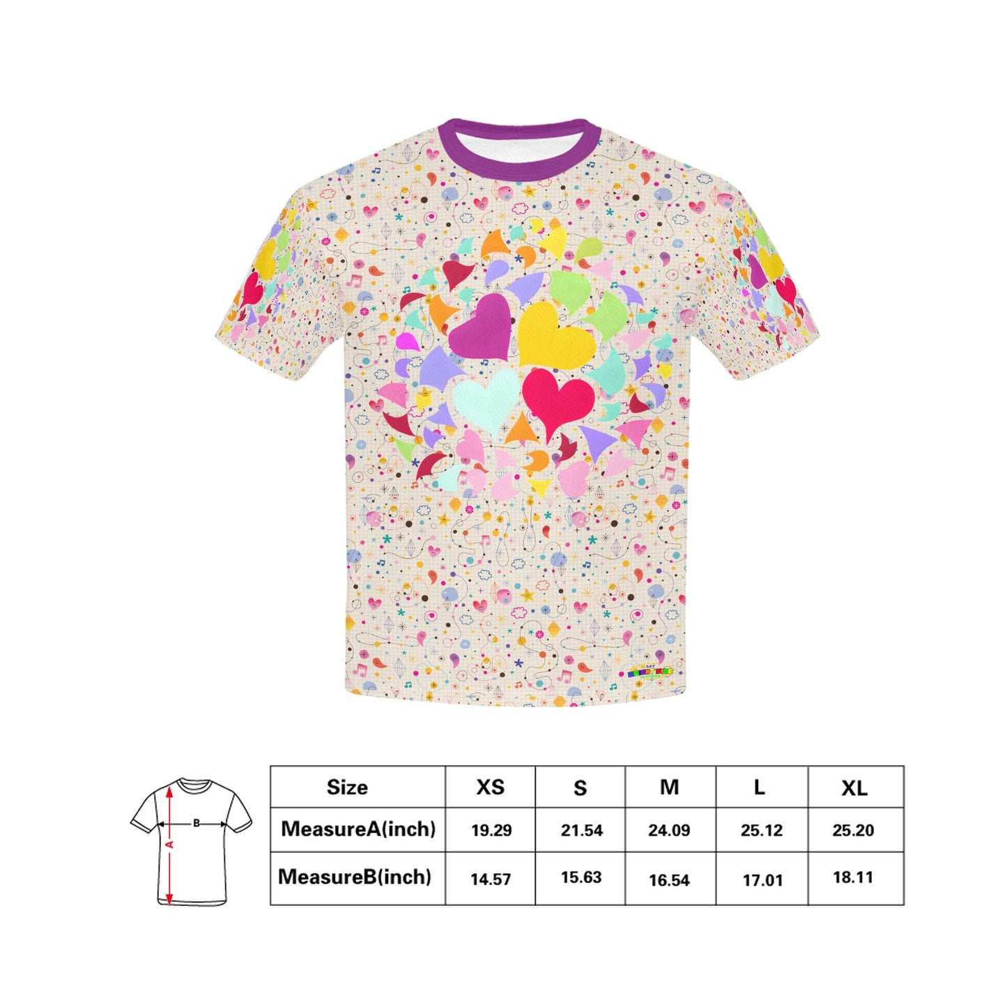 Pastel Heart Pattern Children's T-shirt -My Bright Side Clothing