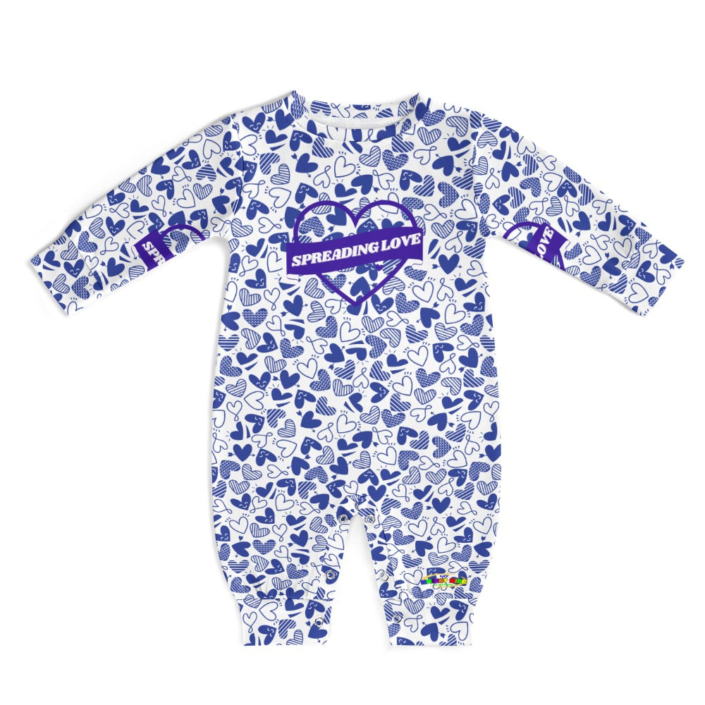 Cute Blue Spreading Love Heart Pattern Baby Romper-My Bright Side Clothing