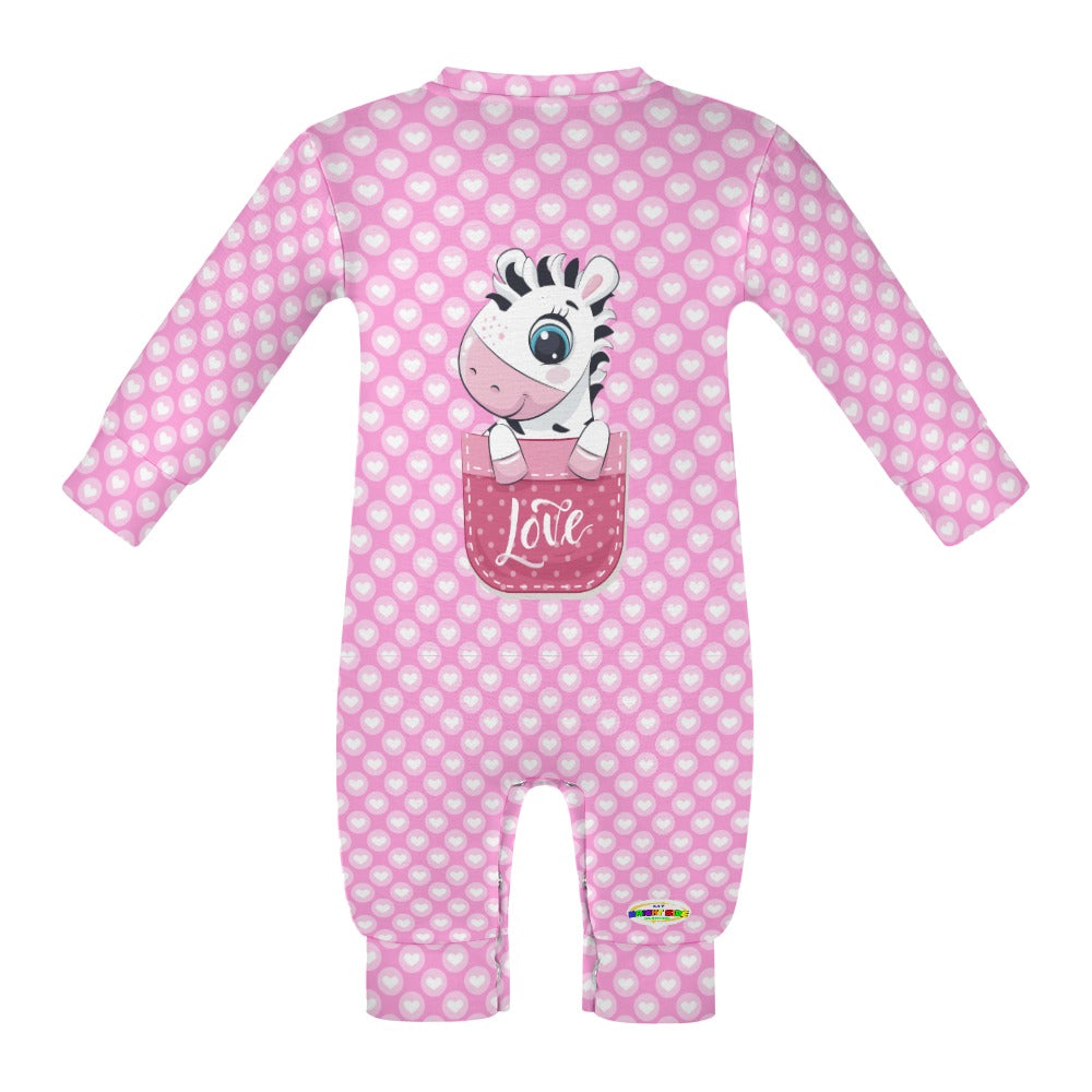 Cute Heart Pattern Love Baby Zebra Pocket Friend Baby Romper-My Bright Side Clothing