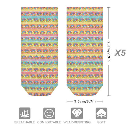 Pastel Stripes Rainbow Pattern Children's Comfortable Socks -5 Pairs -MyBrightSideClothing