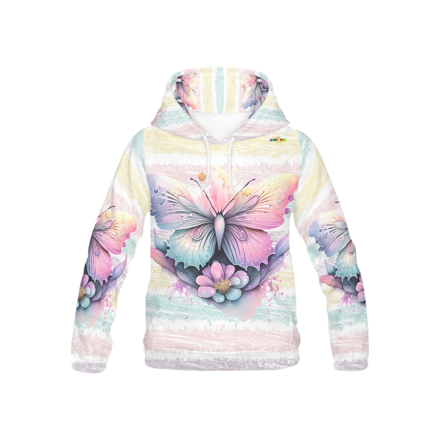 Beautiful Pastel Floral Rainbow Butterfly Children's Hoodie -My Bright Side Clothing