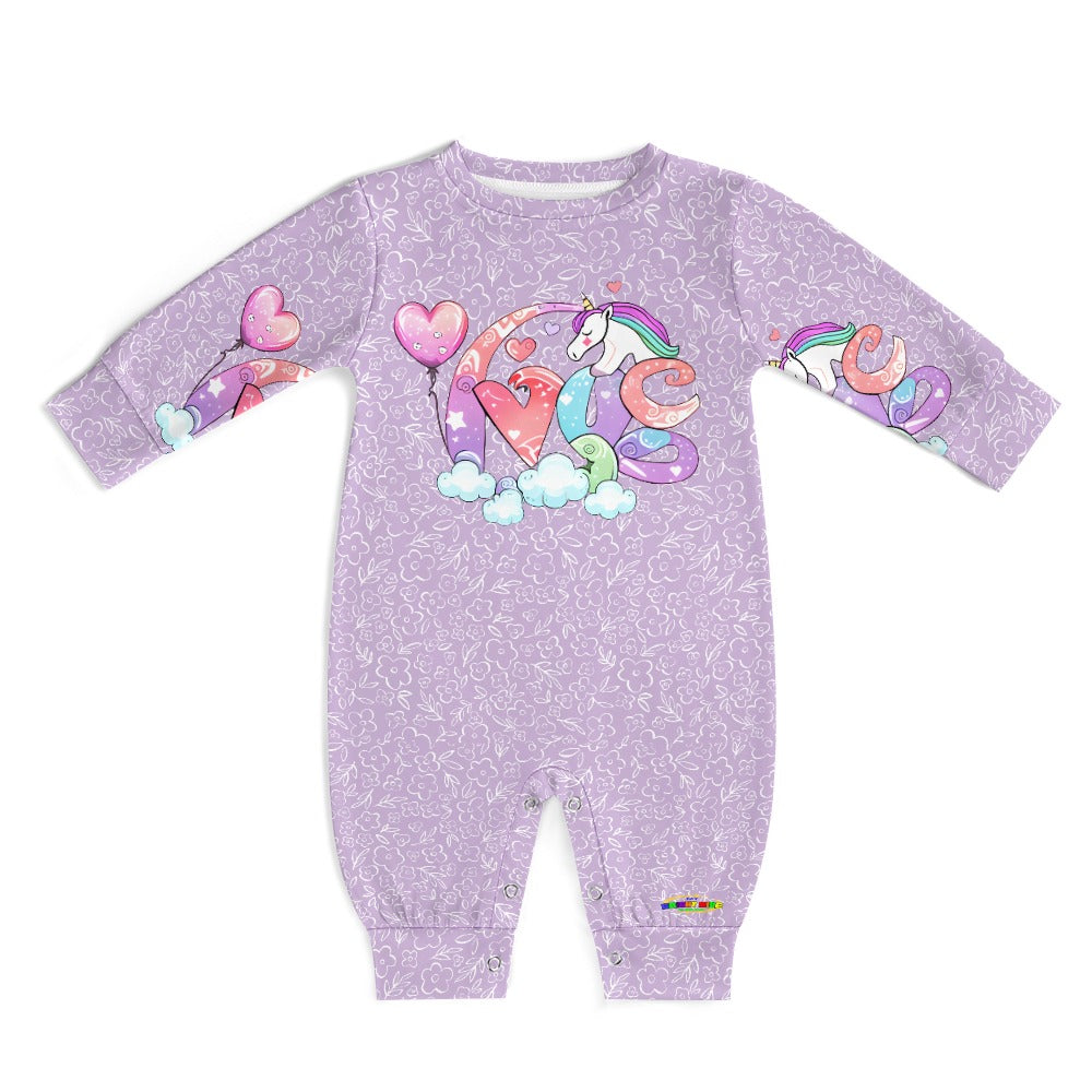 Cute Pastel Purple Unicorn Love Baby Romper-mybrightsideclothing.com