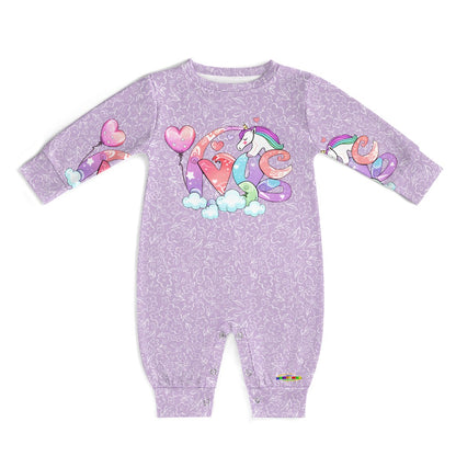 Cute Pastel Purple Unicorn Love Baby Romper-mybrightsideclothing.com