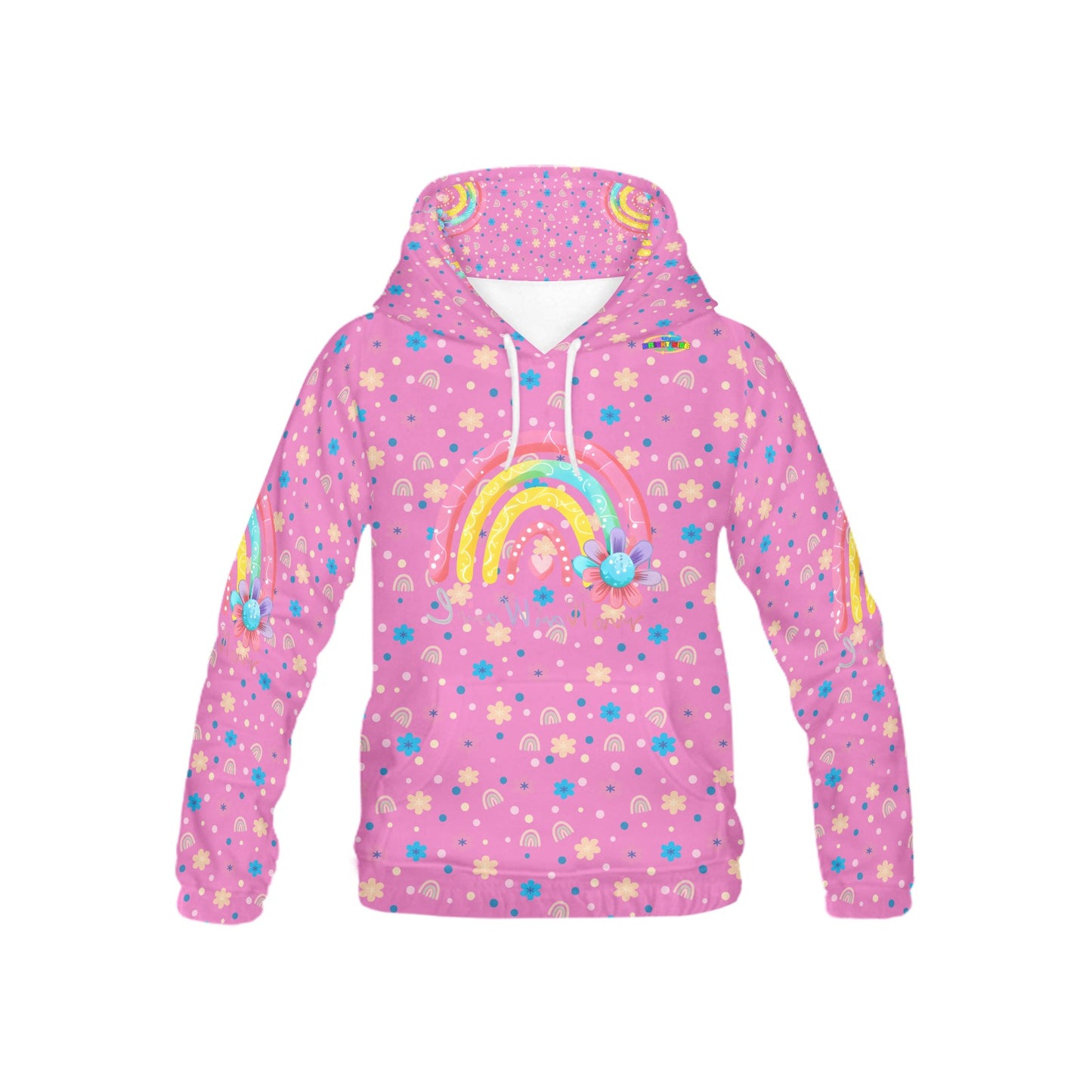 Beautiful Pink Rainbow Flowers Pattern and Graphic Children's Hoodie-My Bright Side Clothing