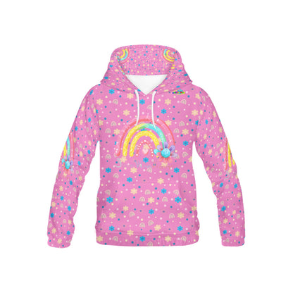 Beautiful Pink Rainbow Flowers Pattern and Graphic Children's Hoodie-My Bright Side Clothing