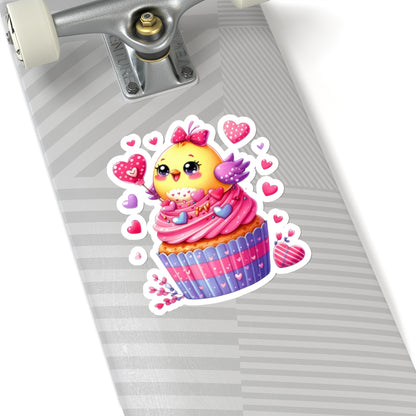 Cute and Sweet Little Cupcake Chick Valentines -Kiss-Cut Sticker-My Bright Side Clothing