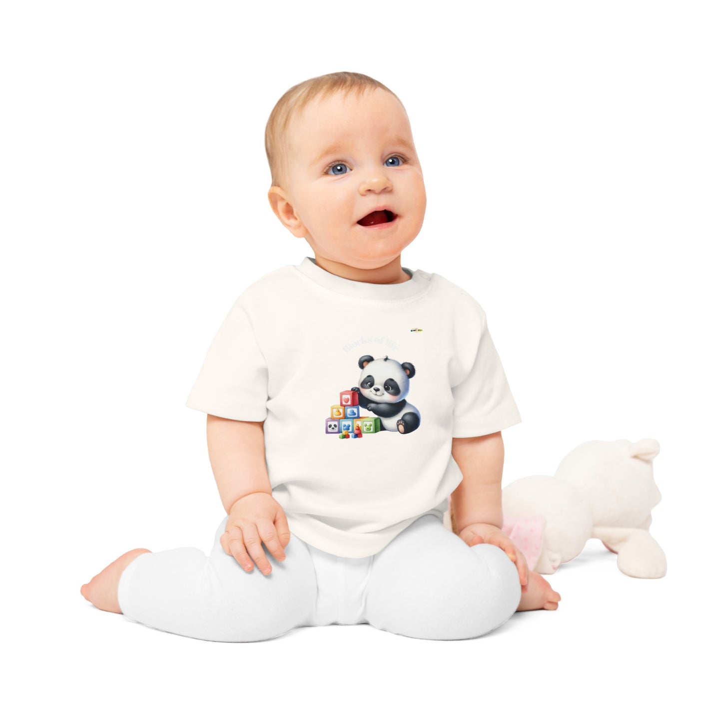 Cute Baby Panda Bear Building Blocks Graphic  Baby T-Shirt-My Bright Side Clothing