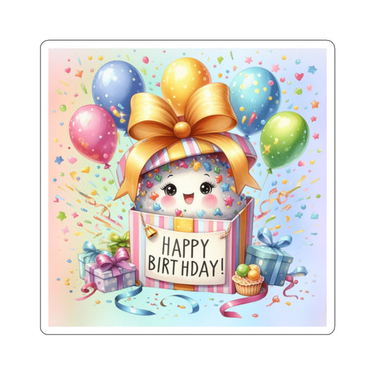 Cute Happy Birthday Kiss-Cut Sticker-My Bright Side Clothing