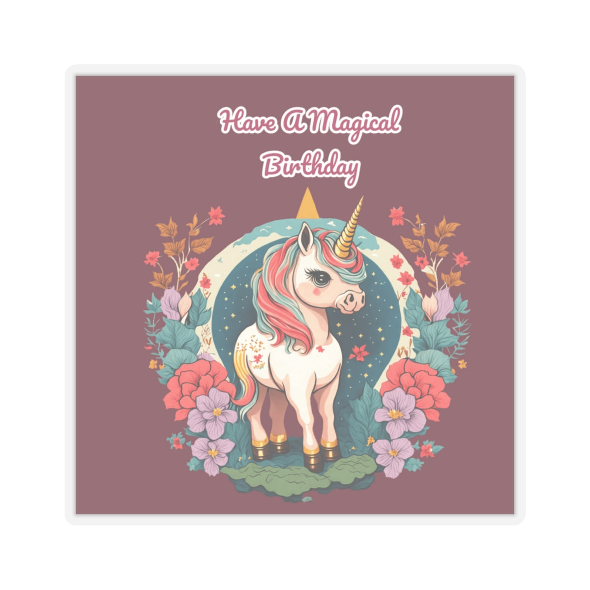 Cute Birthday Unicorn Kiss-Cut Sticker-My Bright Side Clothing