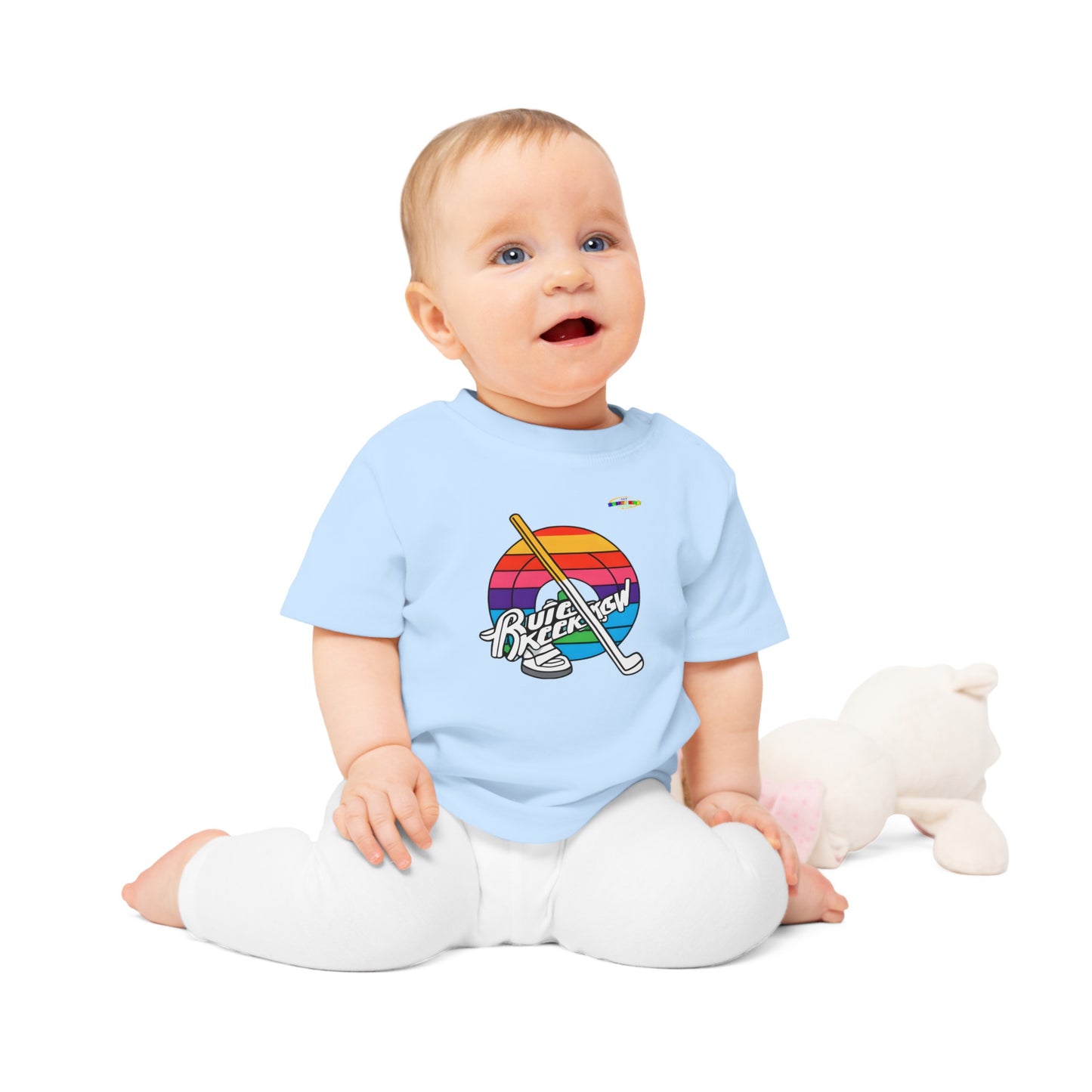 Cute Rainbow Circle Hockey Power logo Baby T-Shirt-MyBrightSideClothing