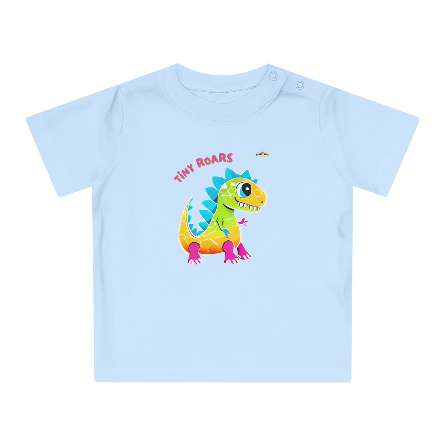 Cute Tiny Roars colourful baby dino  Logo Baby T-Shirt -MyBrightSideClothing