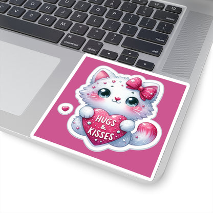 Cute and Sweet Happy Valentines Kitten-Kiss-Cut Sticker-My Bright Side Clothing