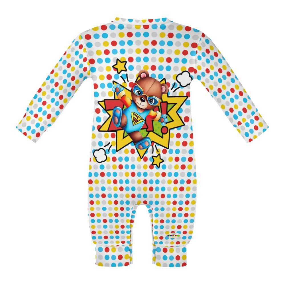 Teddy Bear Superhero Theme Baby Romper-My Bright Side Clothing