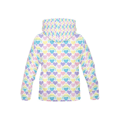 Beautiful Pastel Rainbow Heart pattern Children's Hoodie-My Bright Side Clothing